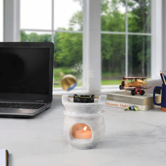 Elegant White Marble Oil Burner