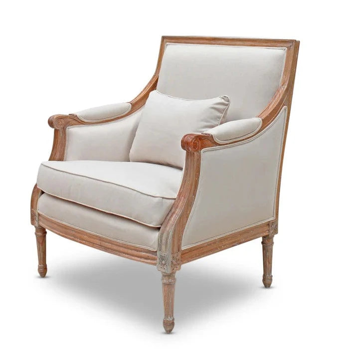 Elegant Wooden Marseille Cushioned Armchair - Weathered Oak