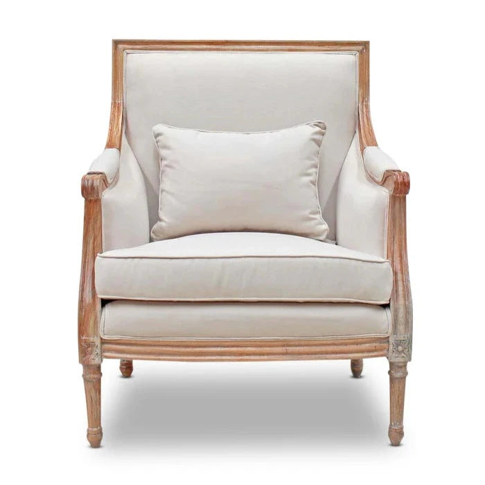 Elegant Wooden Marseille Cushioned Armchair - Weathered Oak