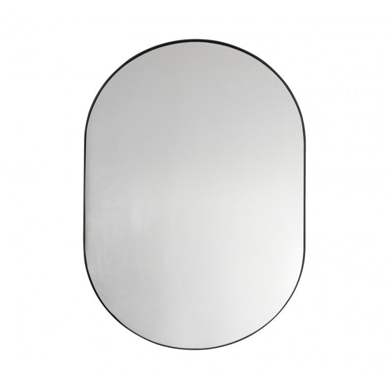 Elliptical Serenity Metal Frame Mirror Black 90cms