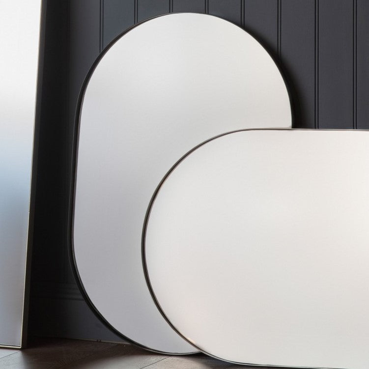 Elliptical Serenity Metal Frame Mirror Black 90cms