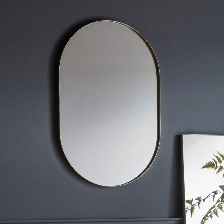 Elliptical Serenity Metal Frame Mirror Silver 90cms