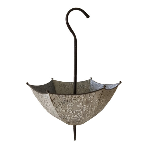 Embossed Umbrella Rust Hanging Planter 59cms