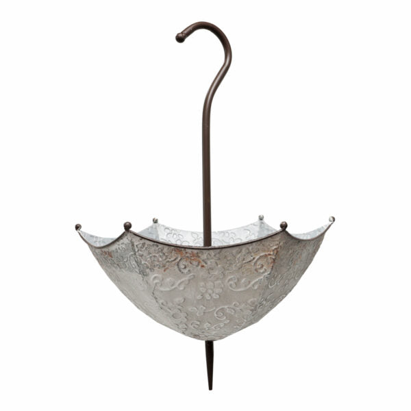 Embossed Umbrella Rust Hanging Planter 59cms