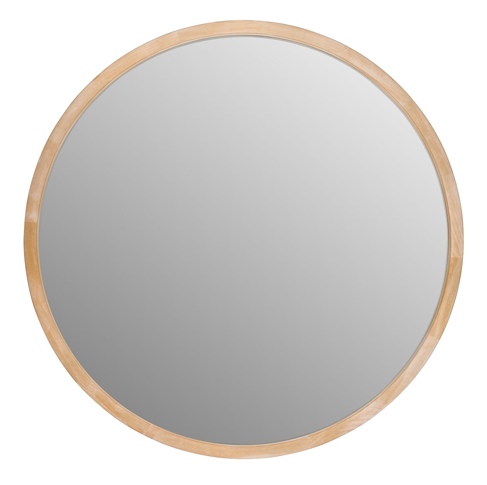 Enchanting Elegance Light Solid Wood Round Mirror - 80cm