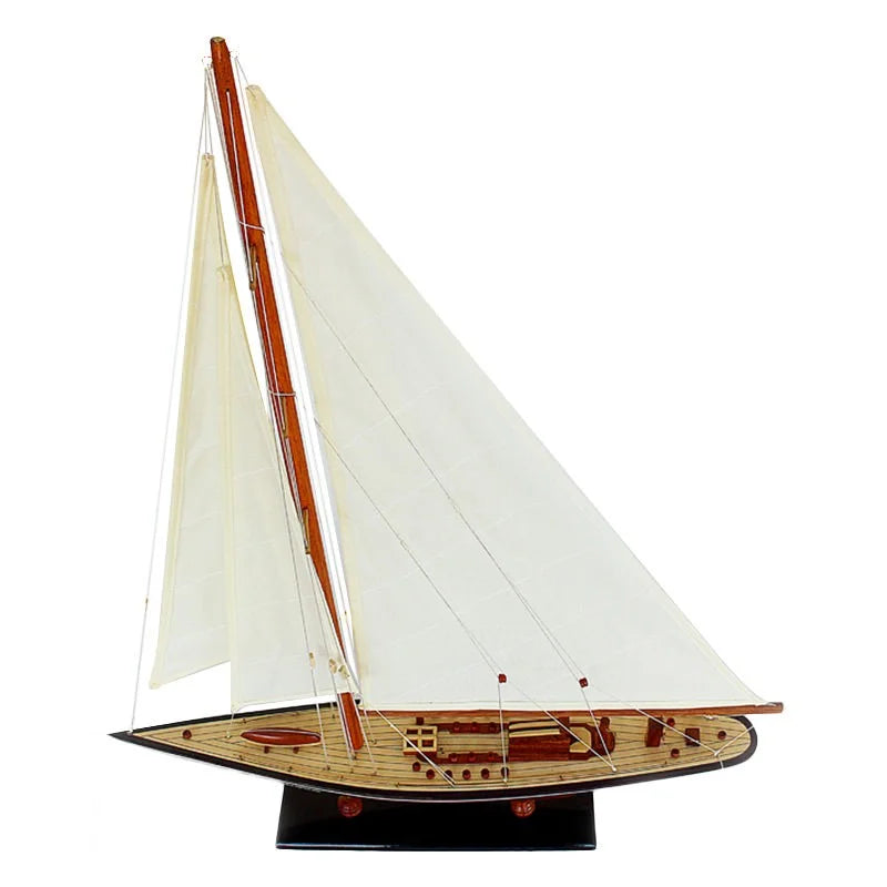 Endeavour Yacht 65cms Tall Handmade Model - Red & Black