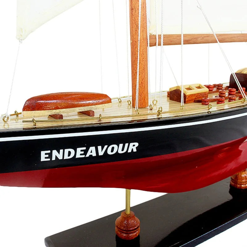 Endeavour Yacht 65cms Tall Handmade Model - Red & Black