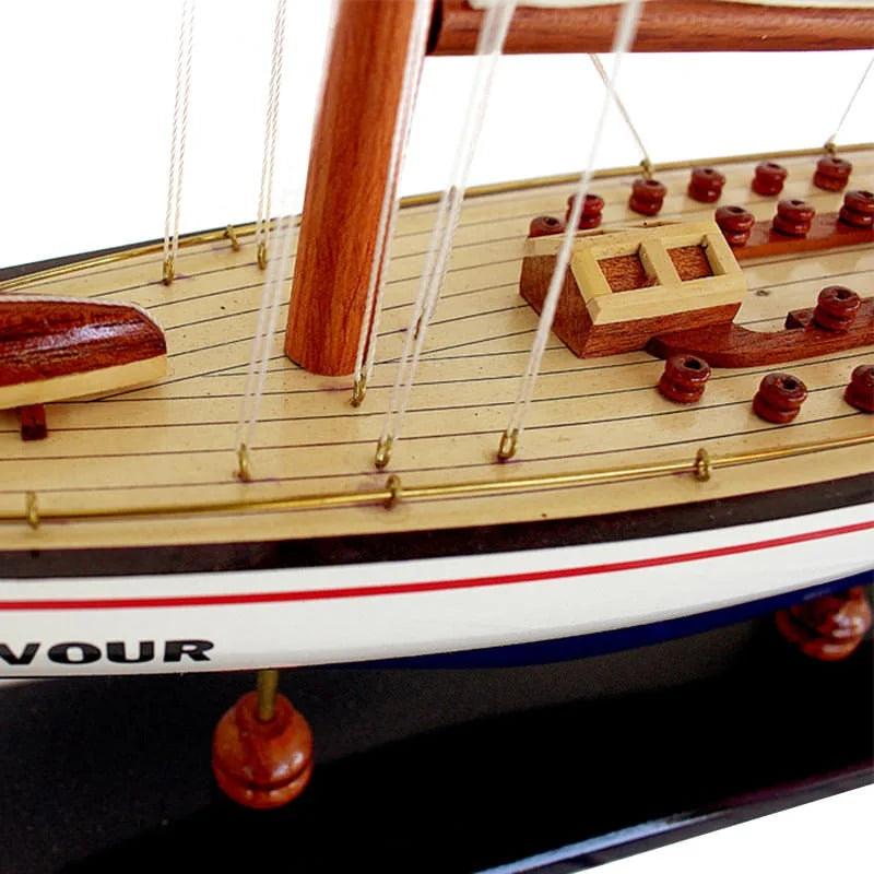 Endeavour Yacht 65cms Tall Handmade Model - Blue & White