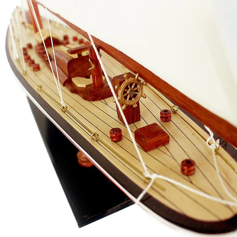 Endeavour Yacht 65cms Tall Handmade Model - Blue & White