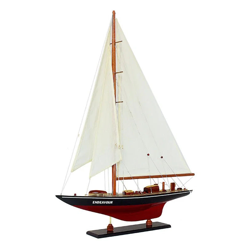 Endeavour Yacht 65cms Tall Handmade Model - Red & Black