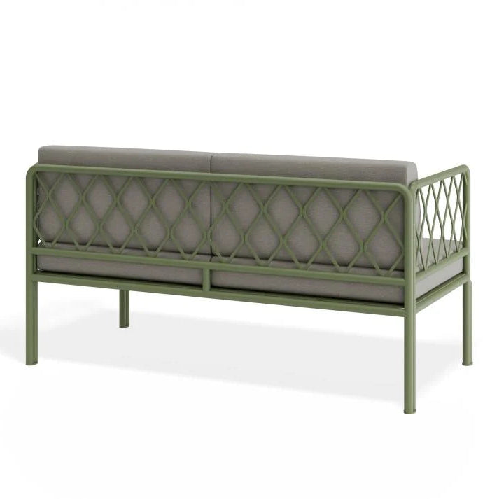 Eucalyptus Green 2- Seater Outdoor Chair with Cushion - Sandy Grey