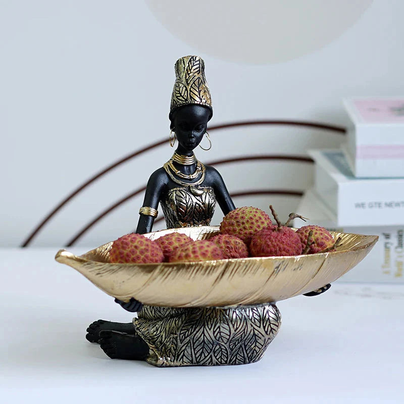 Exotic Figurine African Black Woman Storage Statue