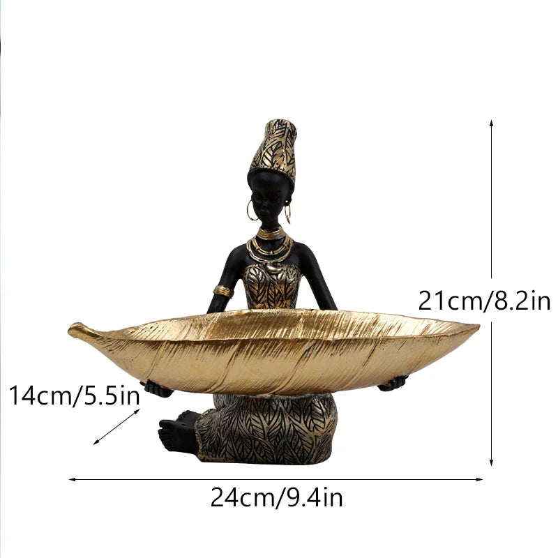 Exotic Figurine African Black Woman Storage Statue