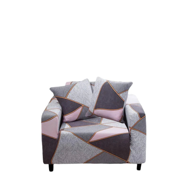 Eye-Catching Grey Pink Style Geometric Sofa Cover 1 - Seater