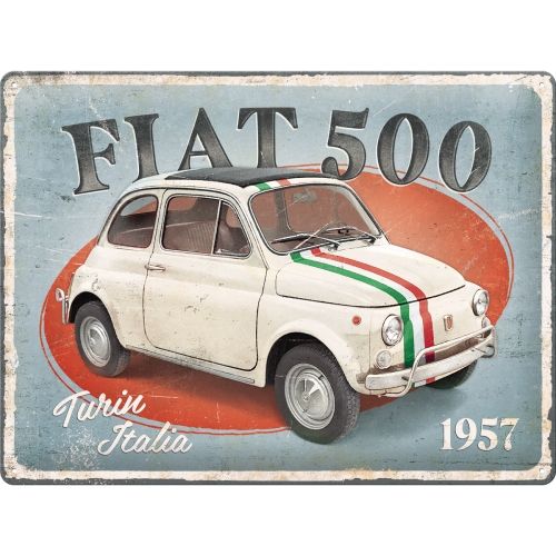 Fiat 500 Turin Italia - Sign Board 30 x40cm