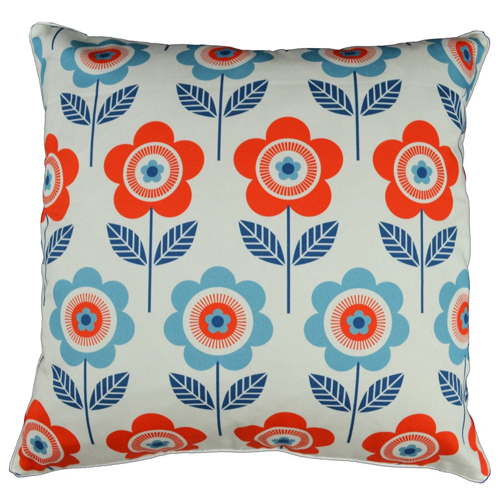 Floral White Cushion With Recycled Fill 45 X 45cms