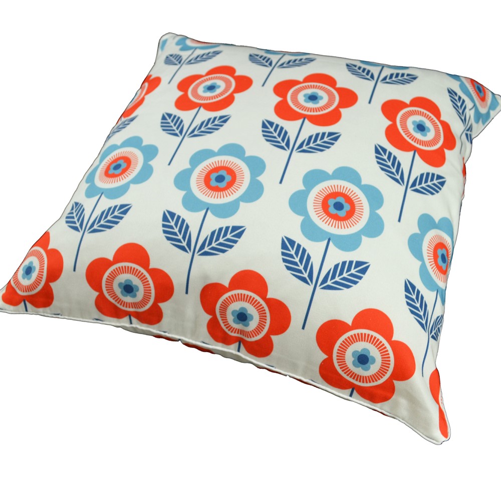 Floral White Cushion With Recycled Fill 45 X 45cms
