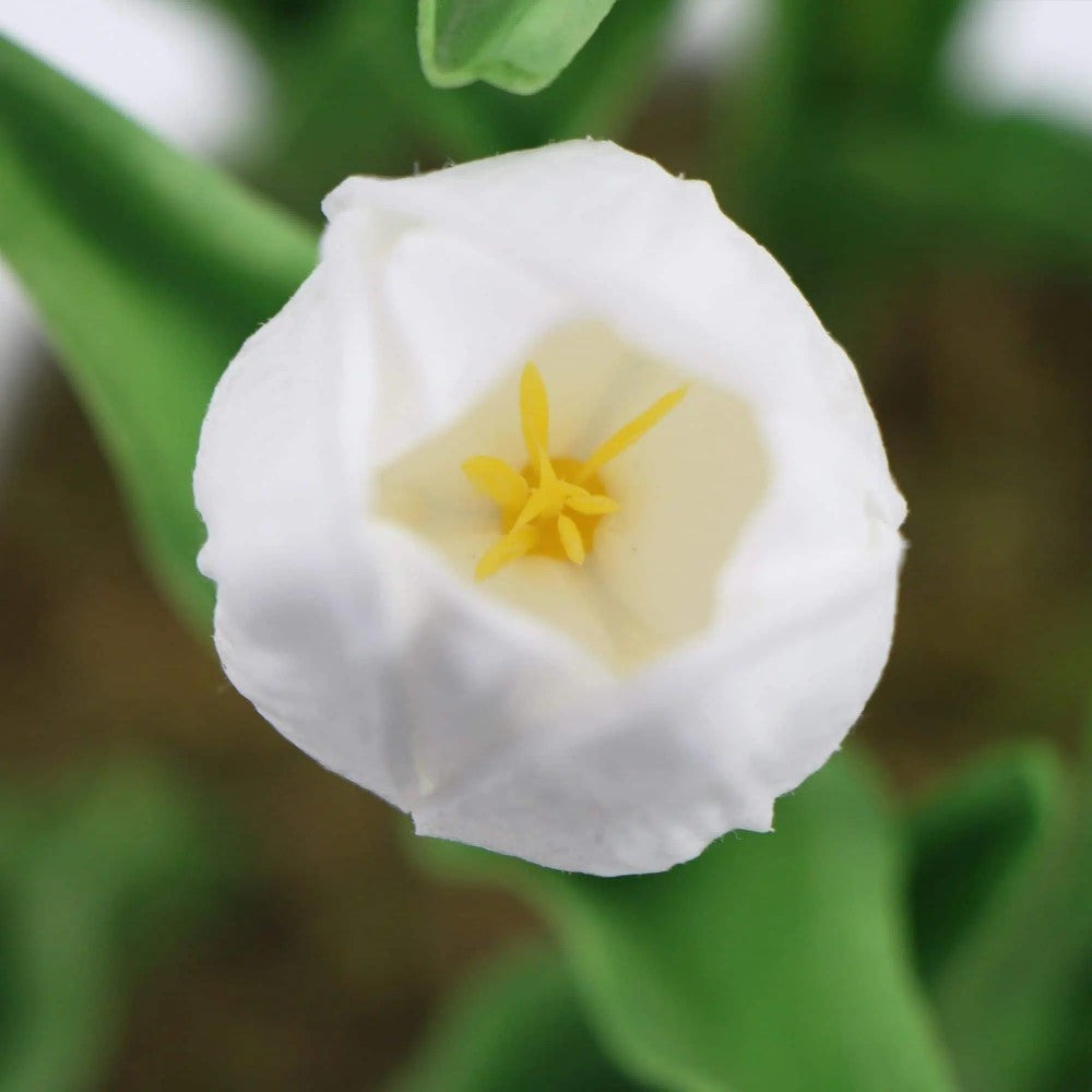Flowering White Artificial Tulip Plant Arrangement 35cms