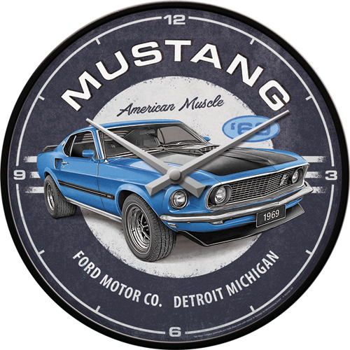 Ford Mustang - 1969 Blue - Wall Clock