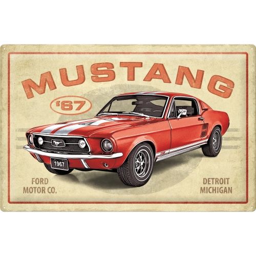 Ford Mustang GT 1967 Red - Sign Board 40 x60cm