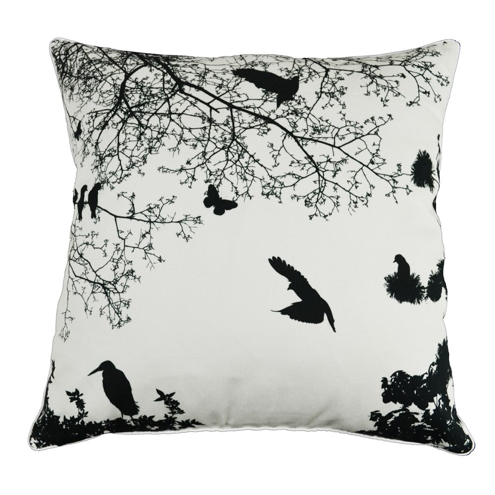 Forest Trees & Birds Cushion With Recycled Fill 45 X 45cms