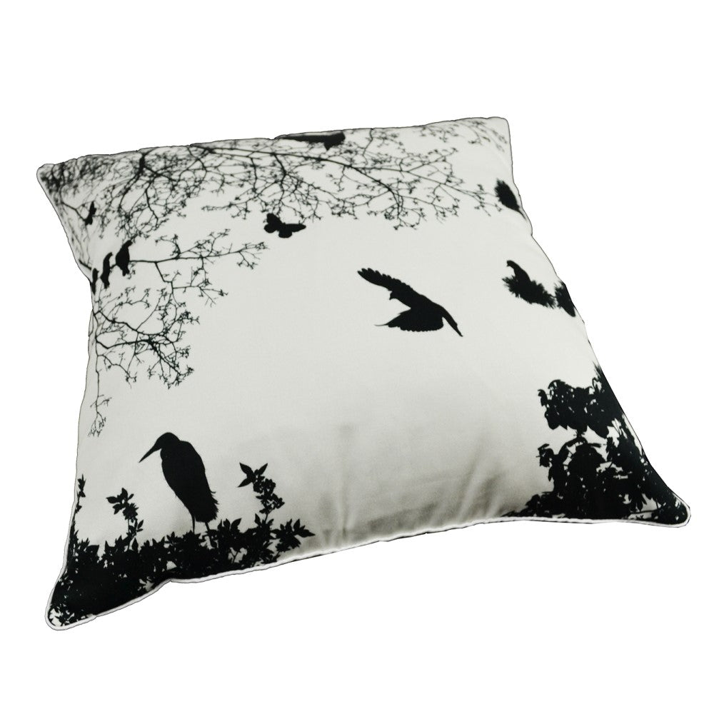 Forest Trees & Birds Cushion With Recycled Fill 45 X 45cms