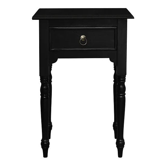 Functionality Turn Leg 1 Drawer Side Table - Black