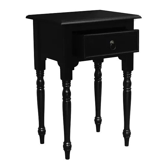 Functionality Turn Leg 1 Drawer Side Table - Black