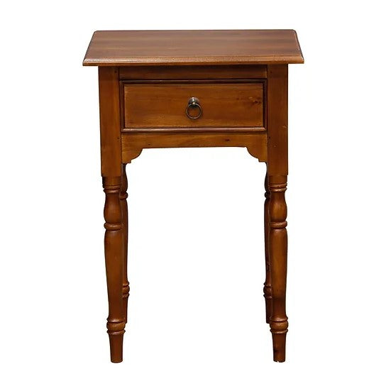 Functionality Turn Leg 1 Drawer Side Table - Brown
