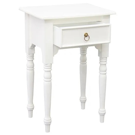 Functionality Turn Leg 1 Drawer Side Table - White