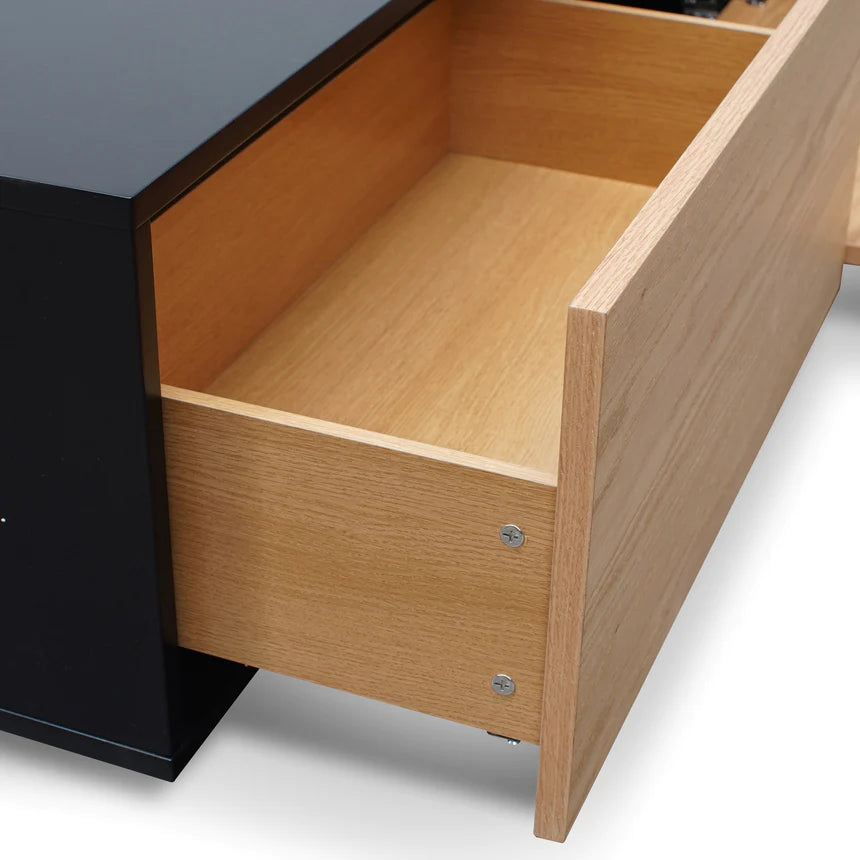 Glamour Media TV Unit 230cms - Black & Natural
