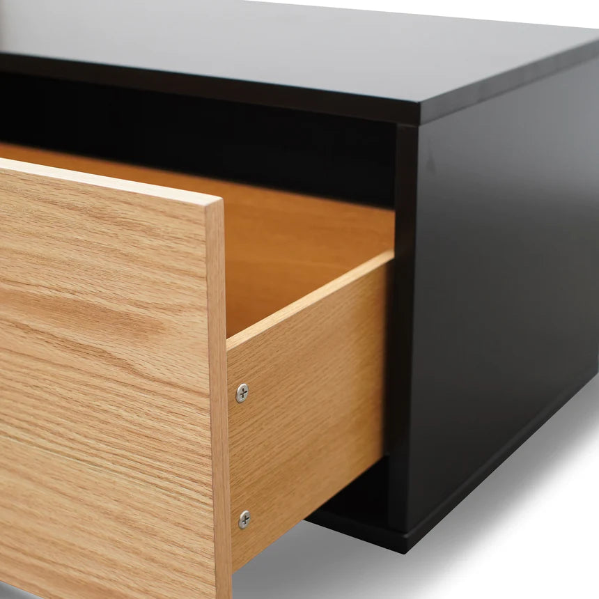 Glamour Media TV Unit 230cms - Black & Natural