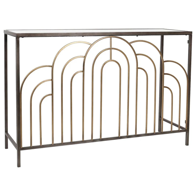 Glamourous Aura Art-Deco Console Table with Mirror Top - 120cms