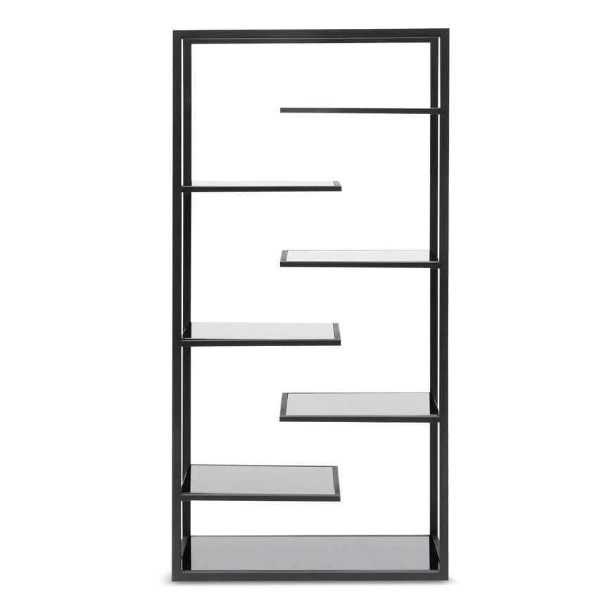 Glass Book Shelving Storage - Black