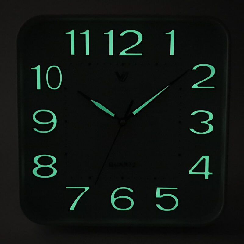 Glow-In-Dark Wall Clock 30cms - Square