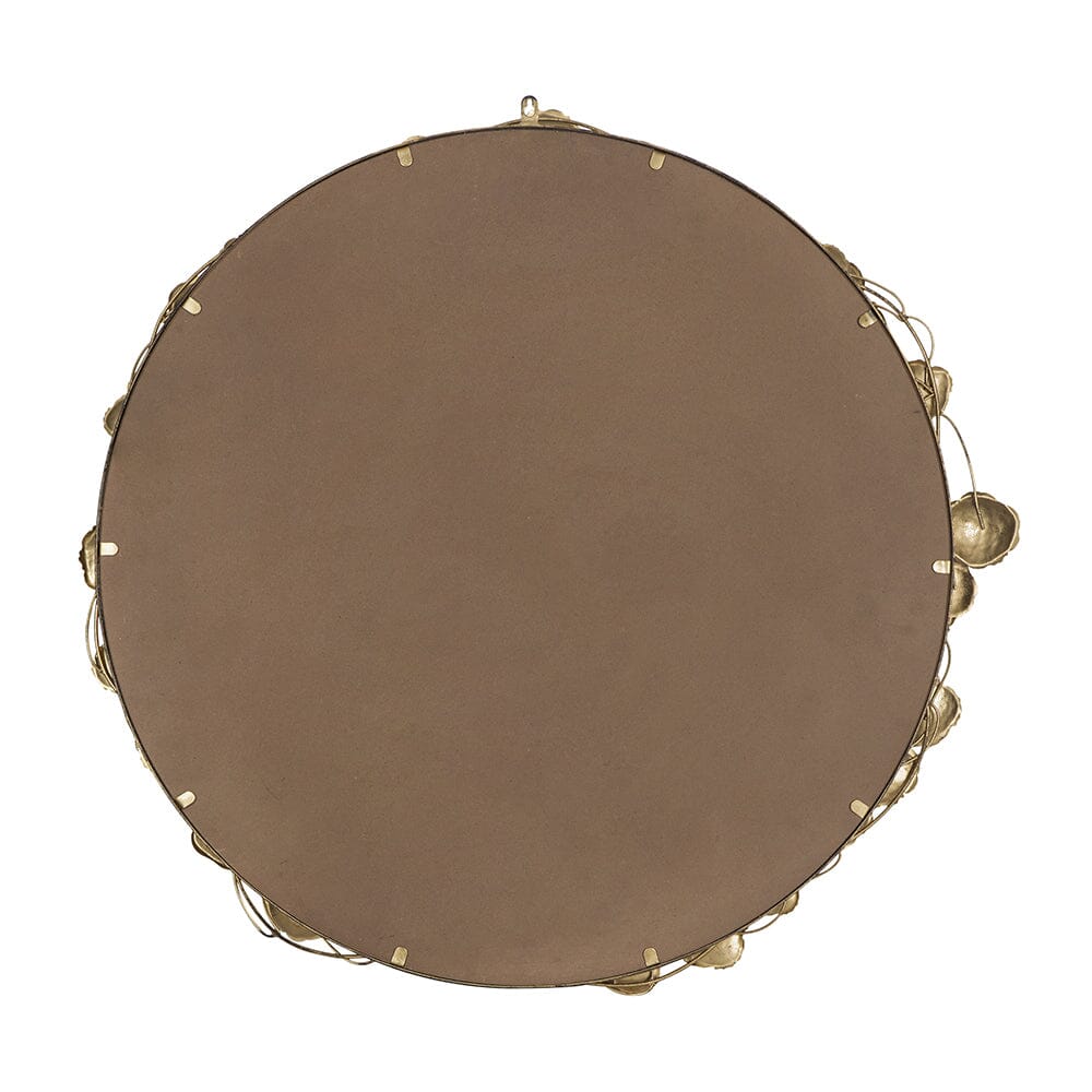 Gold Leaf Accent Round Wall Mirror 90cms