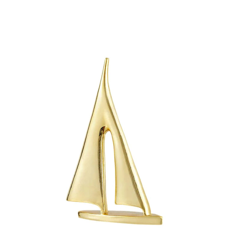 Gold Sailing Ship Metal Crafts Tabletop Decor 20cms