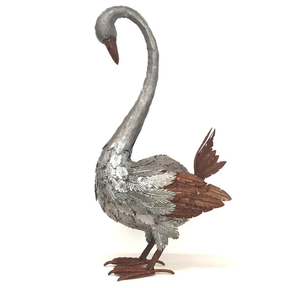 Graceful Swan Metal Statue
