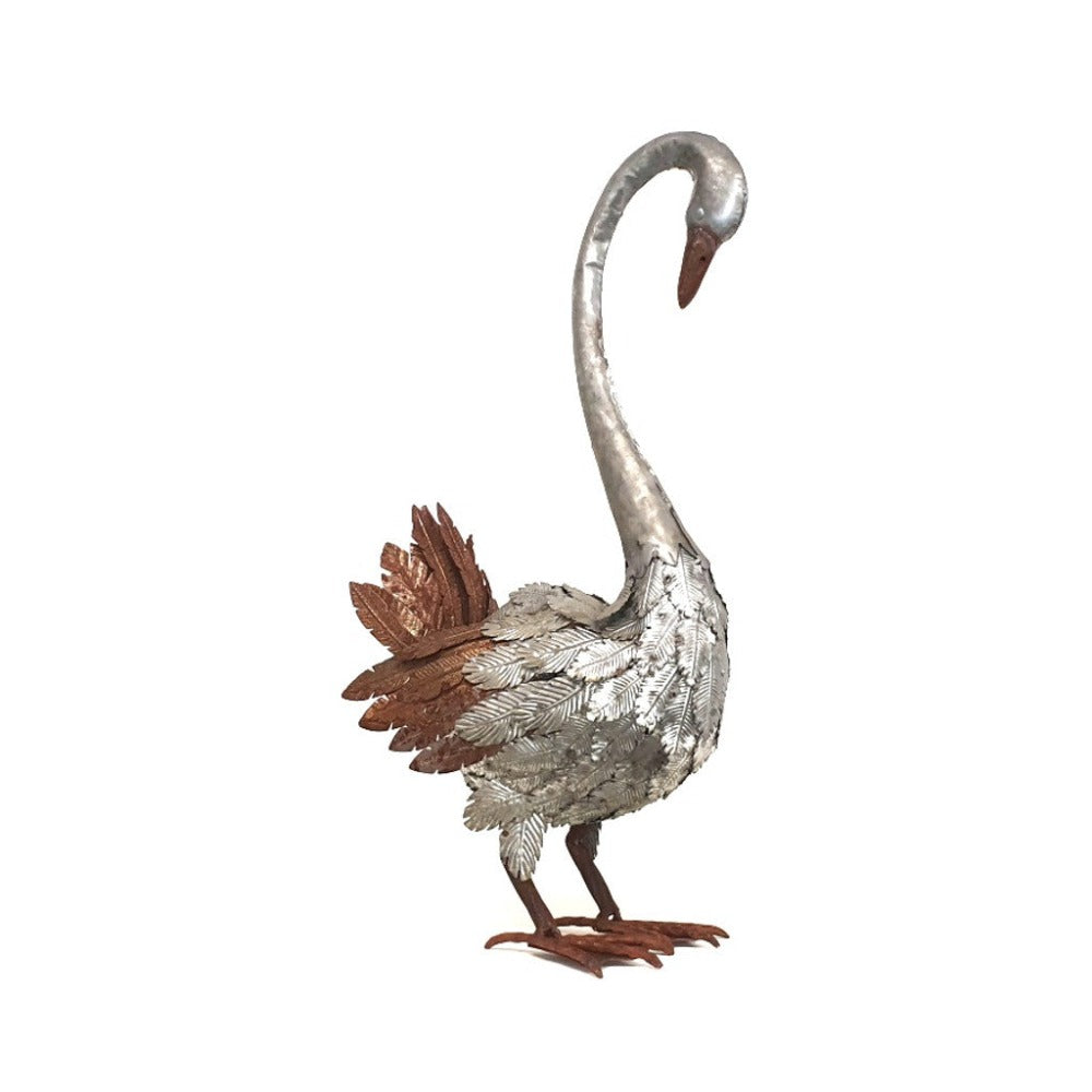 Graceful Swan Metal Statue