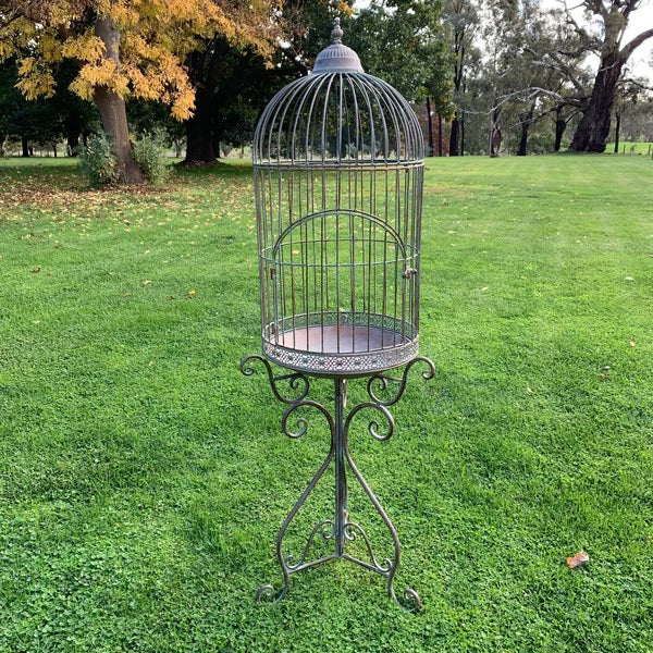 Grand Birdcage On Stand Rustic Green 147cms