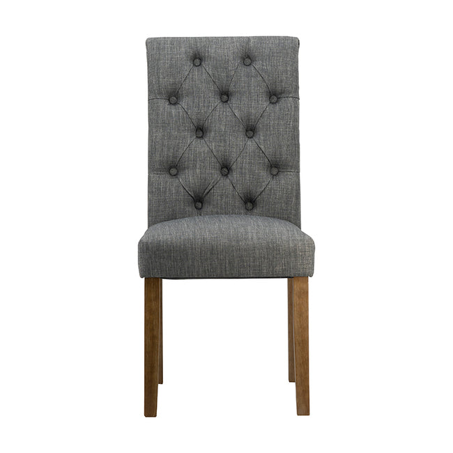 Grey Buttoned Back Armless Dining Chairs - Set of 2