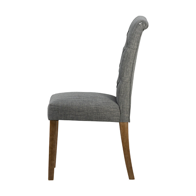 Grey Buttoned Back Armless Dining Chairs - Set of 2
