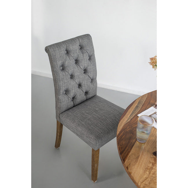 Grey Buttoned Back Armless Dining Chairs - Set of 2