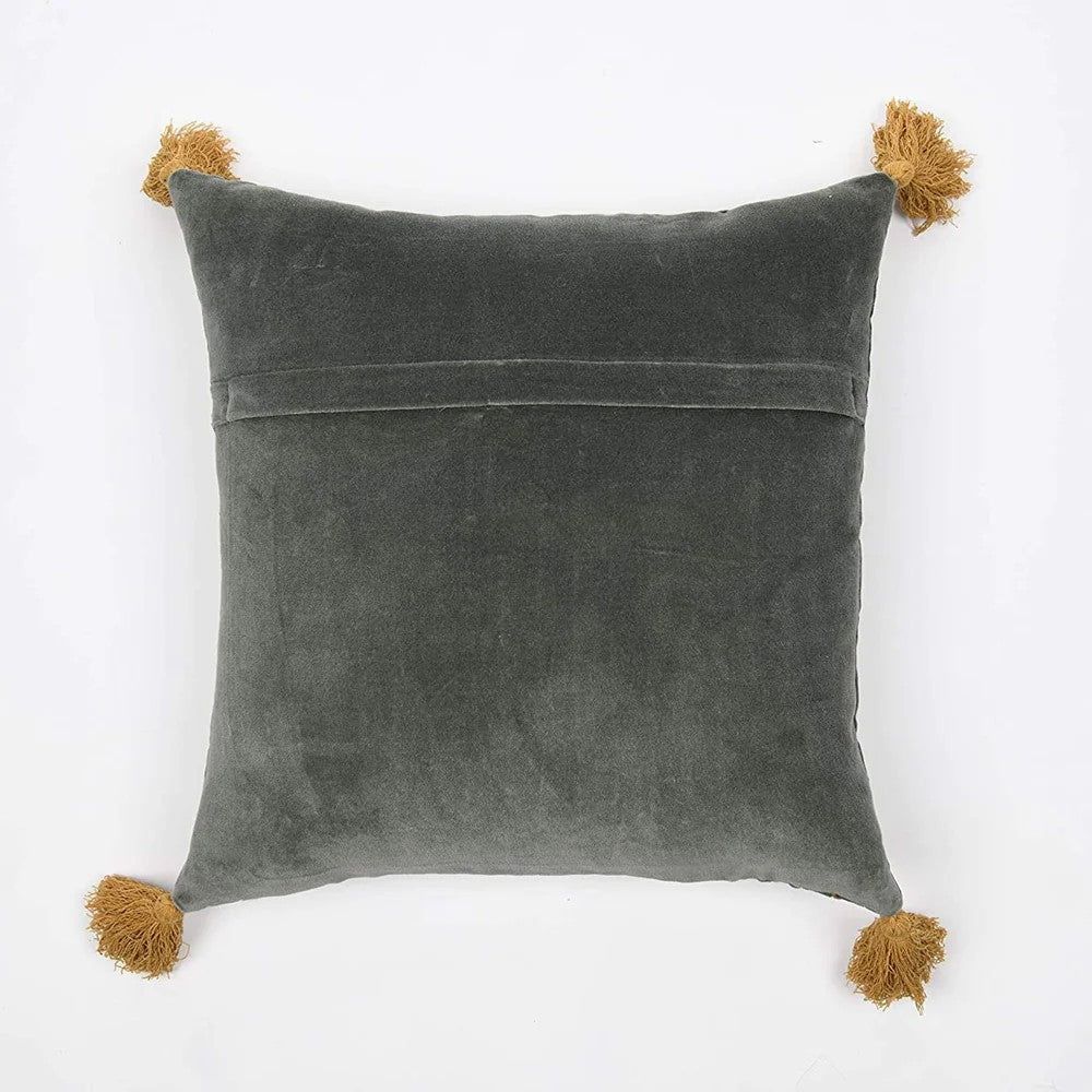 Grey Embroidery Striped Hand Tufted Cushion Cover 50 x 50cms