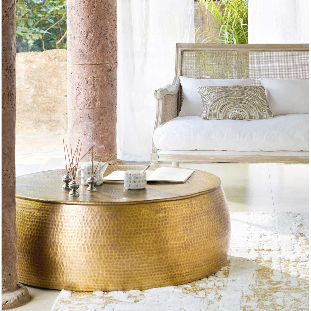 Hammered Brass Finish Coffee Table