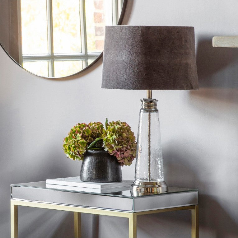 Hammered Radiance Lamp in Grey Velvet