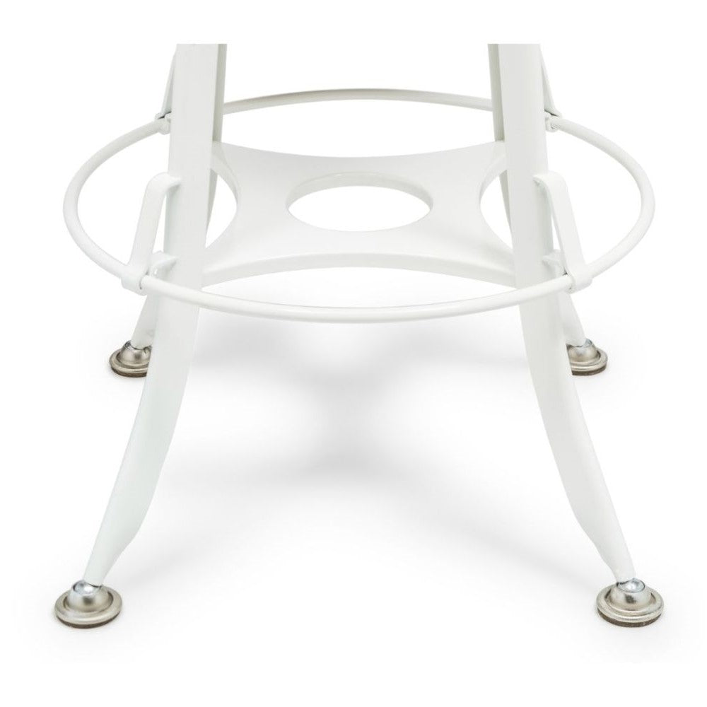 Hamptons Style Wood Top Swivel Height Adjustable Bar Stool - White
