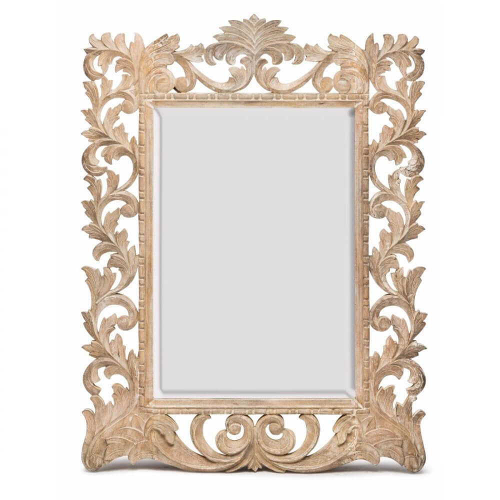 Hand Carved Bevelled Timber Frame Wall Mirror