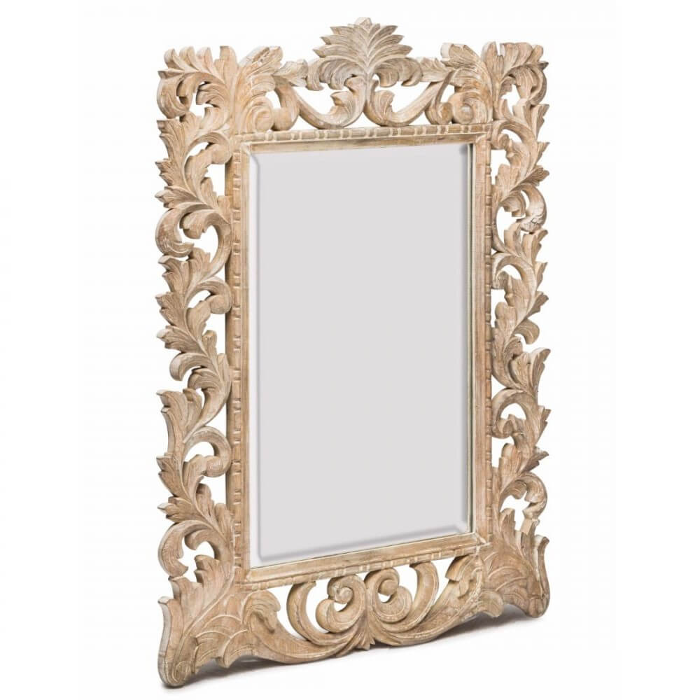 Hand Carved Bevelled Timber Frame Wall Mirror