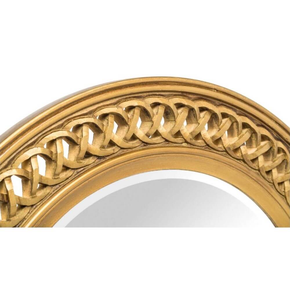 Hand Carved Spiral Pattern Wooden Frame Wall Mirror